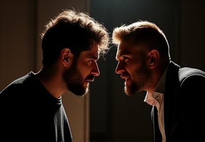 Actors rehearsing a dramatic scene together, focused and engaged in an intermediate class setting